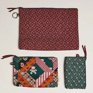 Vera Bradley x Anthropologie 3-Pouch Organizer Set—Lattice Patchwork Mistletoe